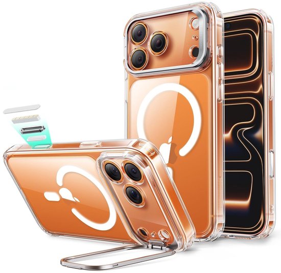 Coque ESR compatible avec Apple iPhone 17 Pro Max - Hybride Classic HaloLock - Compatible MagSafe et Qi2 - Coque arrière avec support - Béquille pour appareil photo - Bouton de commande coulissant - Transparente