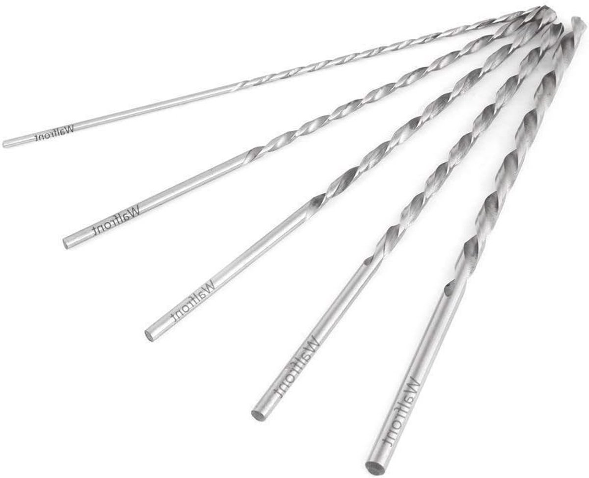 Set van 5 HSS Spiral Boorbits met Ronde Shank - 2mm tot 5mm, 150mm Lengte voor Boormachines en Freesmachines