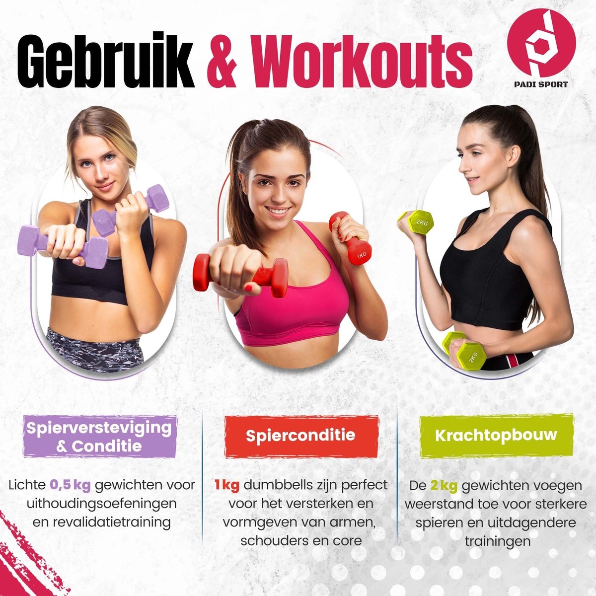 Padisport - Dumbells 6 Kg - Halter - Gewichten Set Halters - Gewichten 6 Kg - Zwart - Gewichten – foto 5