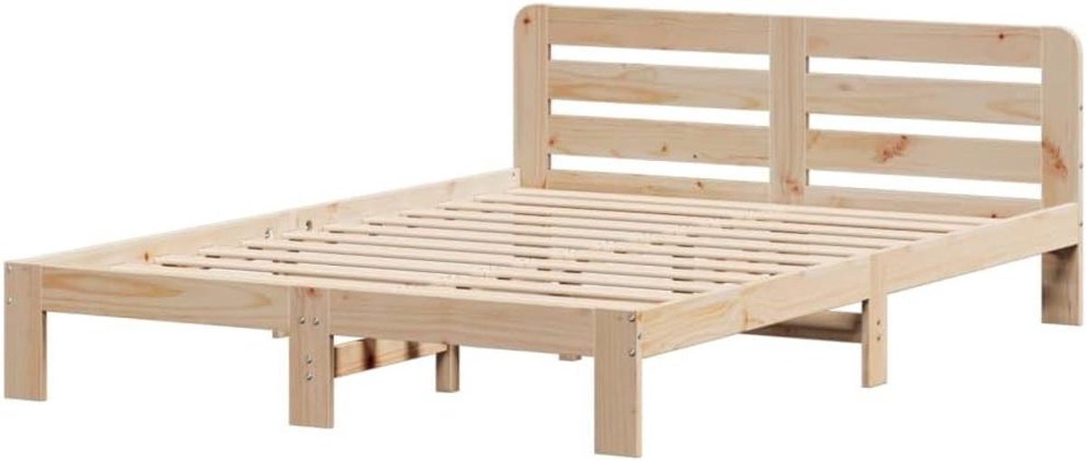 Houten Bedframe - Ledikant Hout - Slaapkamer Inrichten - Massief Grenenhout - 140x200 cm - Naturel