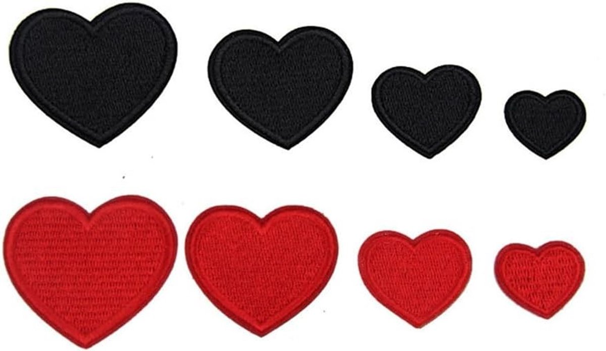 Set van 8 Hart Patches voor Strijken - Mini Hart Borduur Applicaties voor Kleding, Hoeden en Jeans