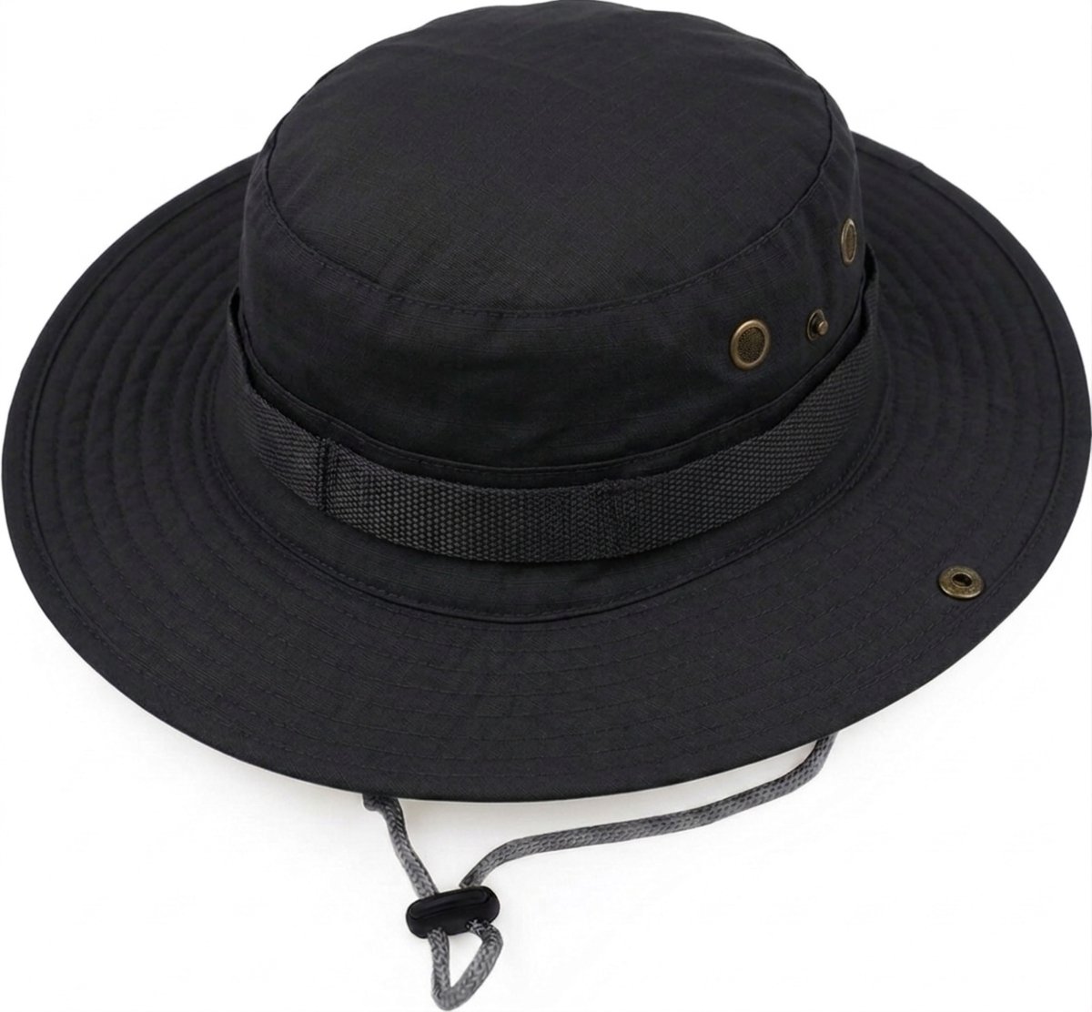RAMBUX® Bucket Hat - Safari Hoed - Zonnehoed Heren - Vissershoedje - Katoen - Opvouwbaar - Zonwerend - Zwart - 58-61 cm