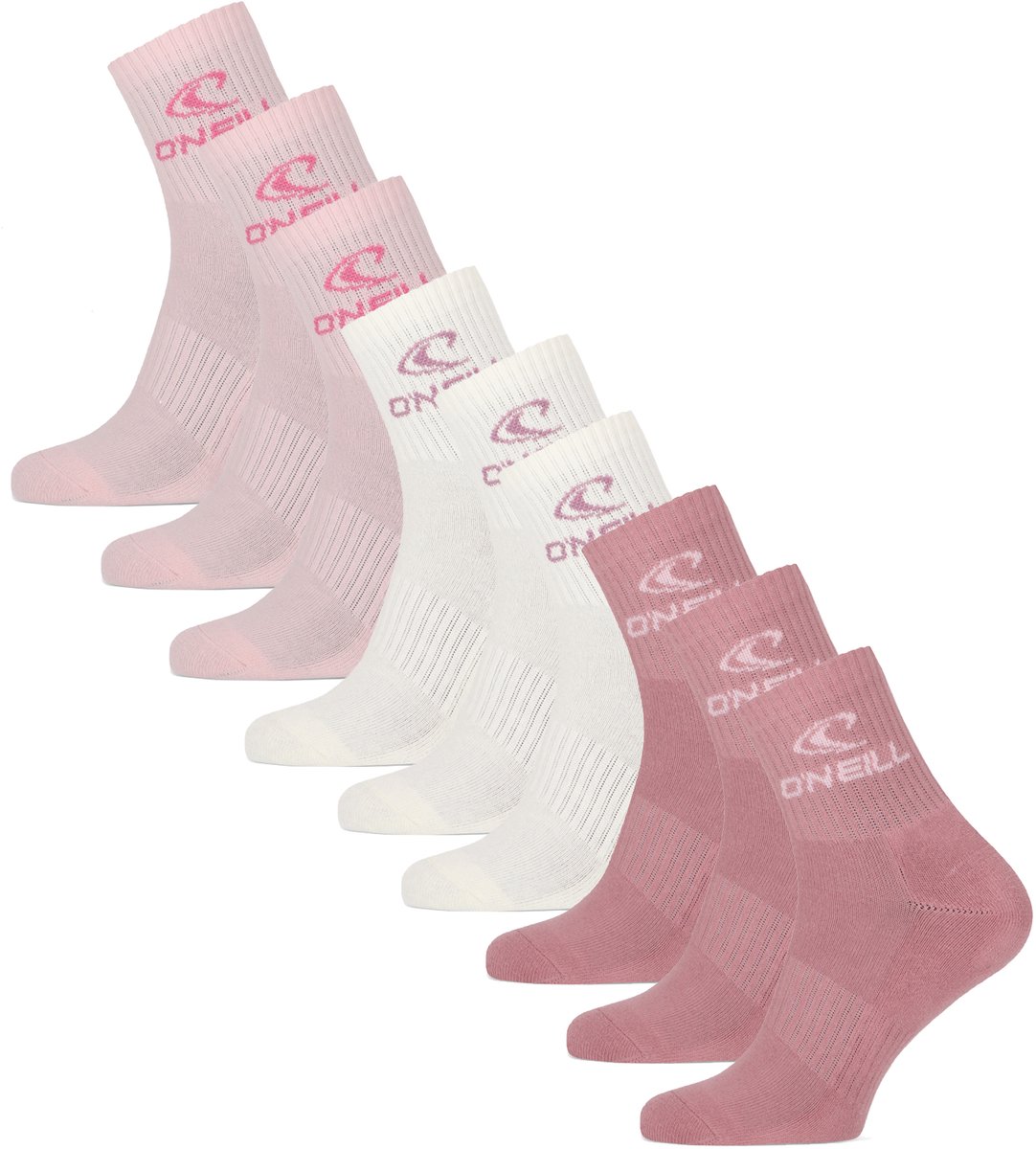 O’Neill Sportsokken Dames Quarter 9-Pack Effen Roze