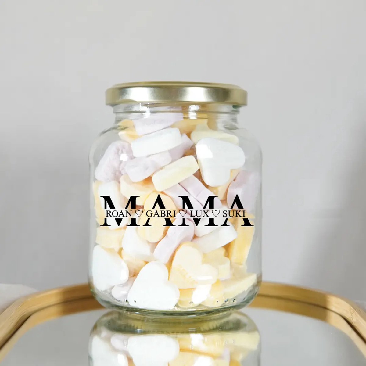Gepersonaliseerd Cadeau Mama - Mama's Snoeppot - Snoeppot met Naam Kinderen - Moederdag Cadeau Tip - Origineel Verjaardagscadeau Vrouw - Mama Verjaardagscadeau - Snoeppot 200 gram Snoep inclusief