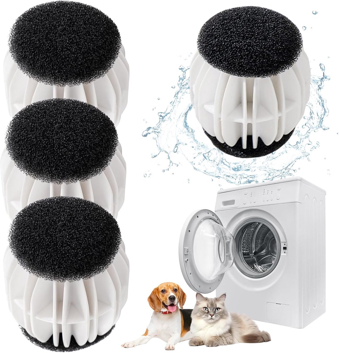 Dierenhaarverwijderaar wasmachine 4 stuks - anti-pluisballen hondenhaar kattenhaar - herbruikbaar - pluisverwijderaar voor wasmachine - effectief tegen dierenharen