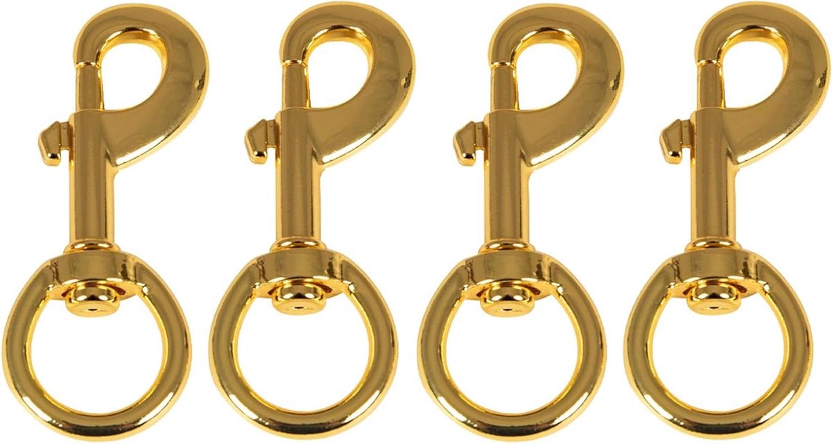 Karabijnhaak met draaischarnier - Klemclip Ophanghaak - Vlaggen ophangen - Duurzaam roestvrij staal veer - 6.3 cm lang - Goud