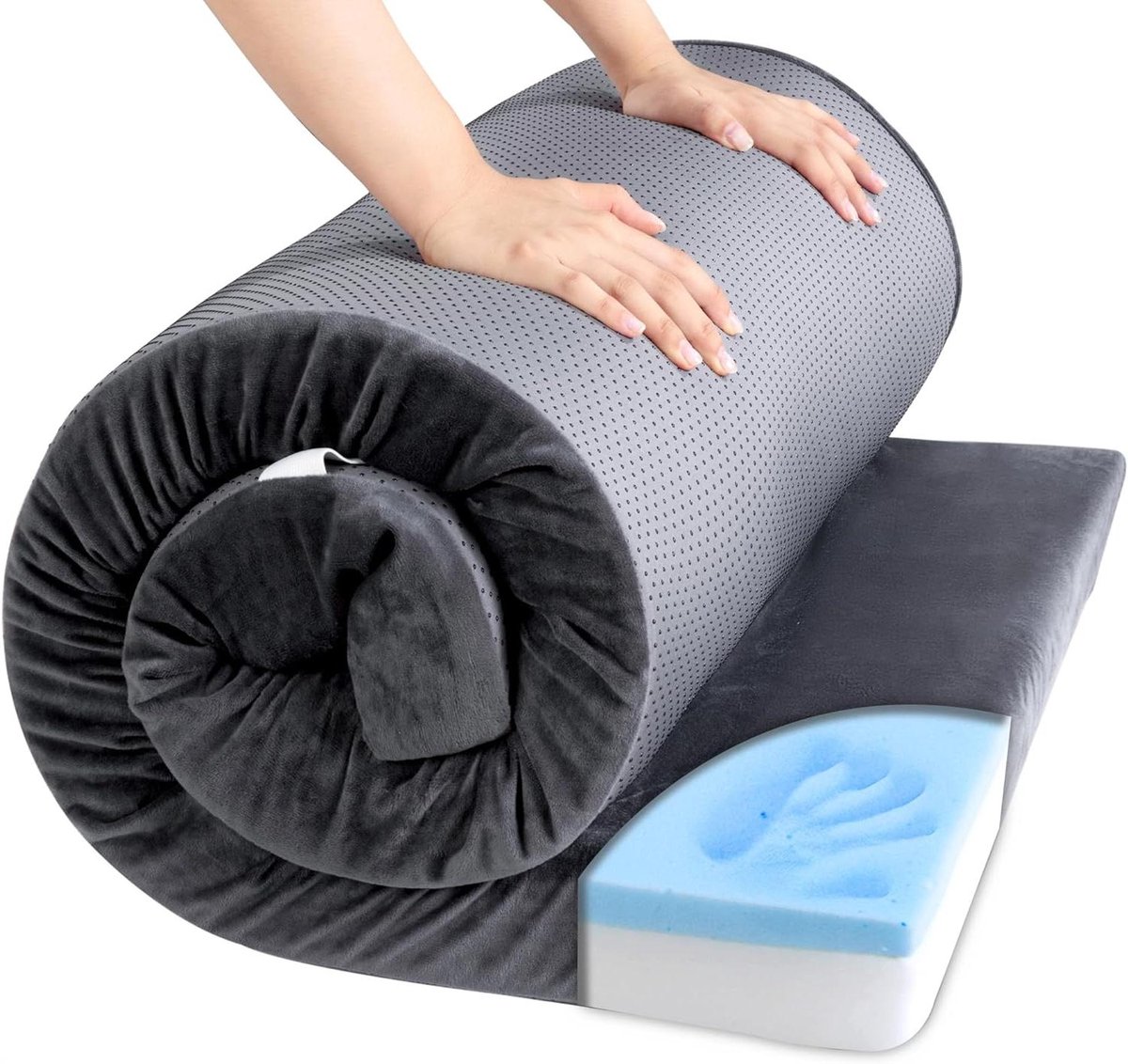 Campingmatras - Slaapmat Buiten - Comfortabel Slapen - Traagschuim Vulling - 183 x 61 x 7.6 cm - Donkergrijs