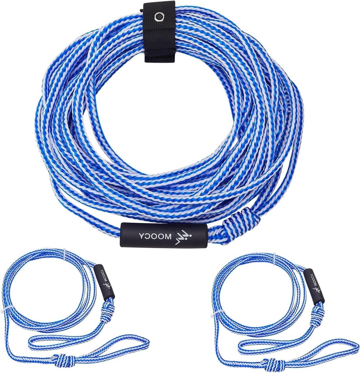 Verstelbare Bootsleepkabel - Watersport Touw - Waterskiën en Tubing - 3-Delig Verstelbaar Ontwerp - 60 voet - Blauw en Wit