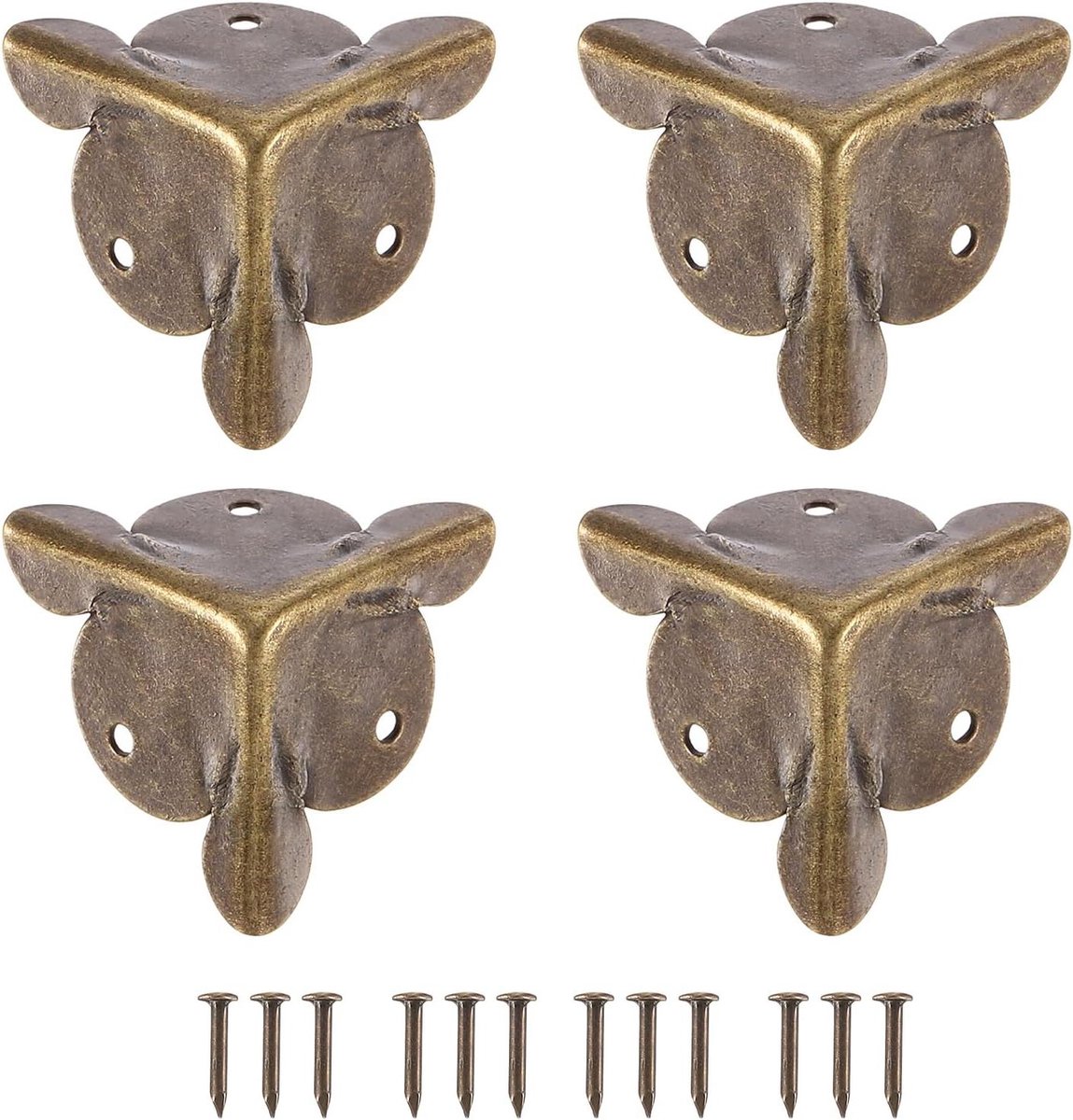 Hoekbeschermdozen - Beschermhoeken Dozen - Meubels Versterken - Vintage Driehoek Stijl - 19 mm - Brons