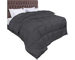 Microvezel Dekbed 240x260 cm - 370 GSM Winterdekbed met Hoeklabels - Grijs - Gestikte Boxnaden - Machinewasbaar