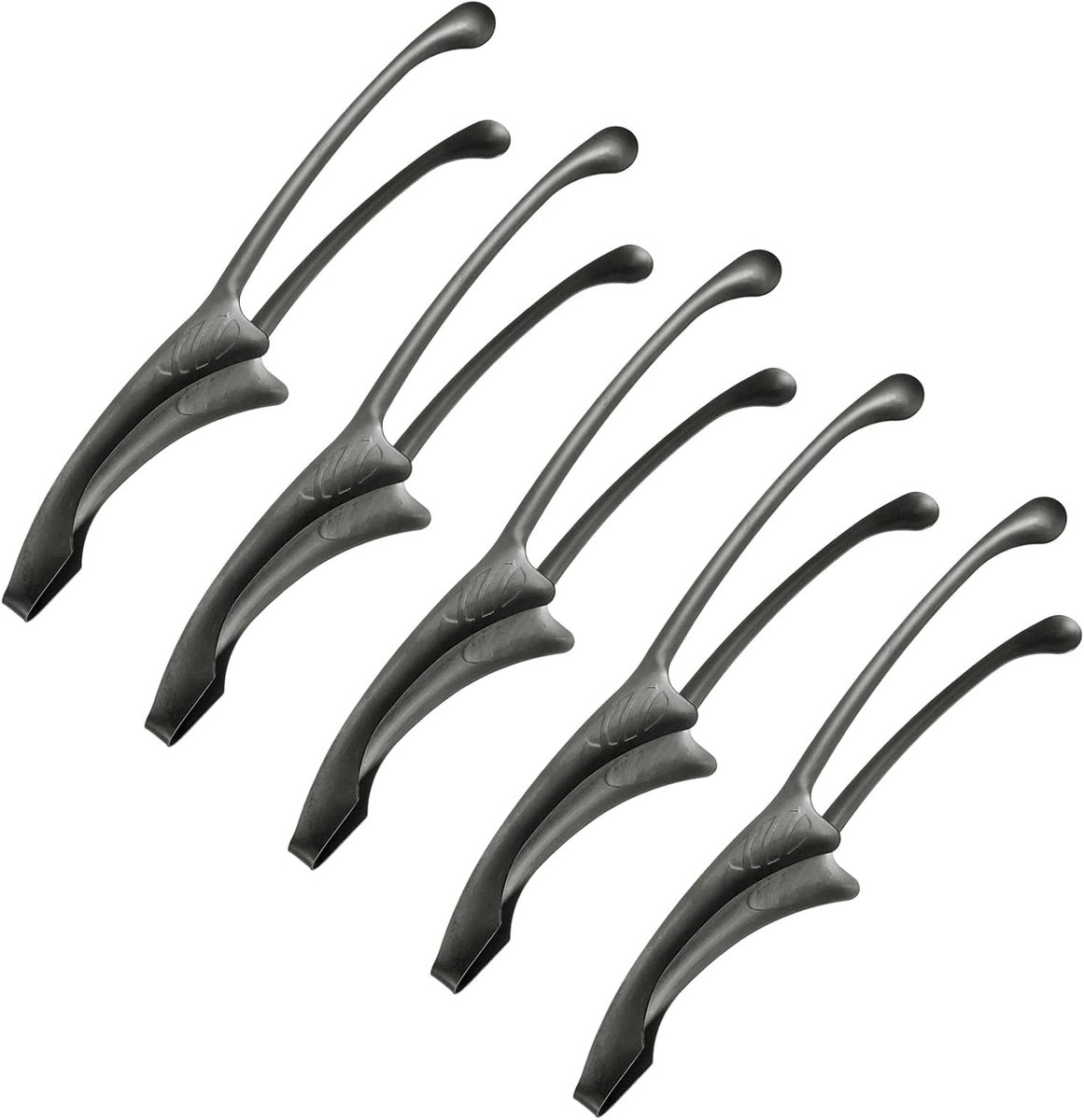 5-delige antislip barbecuetang/grillclips - 29 cm lange barbecuetang, grijs/zilver