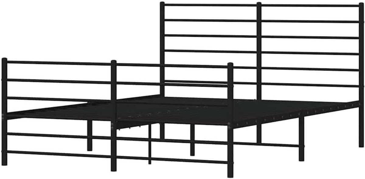 Metalen Bedframe - Ledikant Hoofdbord - Slaapkamer Inrichten - Robuuste Constructie - 120x200 cm - Zwart