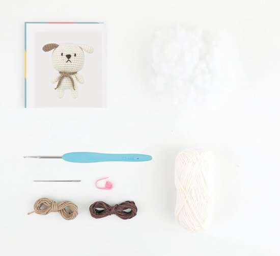 Haakset Amigurumi Aap - Knutselset Haken - Dieren Haken - Compleet Inclusief Vulling - 9 cm - Wit — afbeelding 2