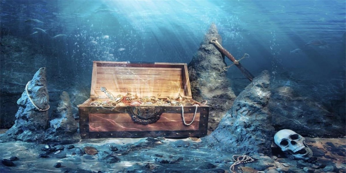 Aquarium Achtergrond Schatkist - Decoratie Aquarium - Aquarium Aankleden - Vinyl Dubbelzijdig - 180x46 cm - Goud