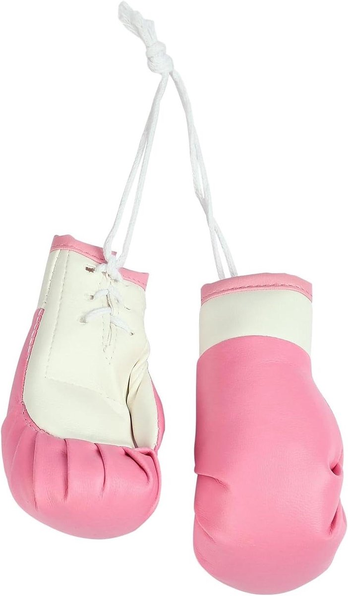 Mini Bokshandschoenen - Auto Hanger - Auto Decoratie - Realistisch Uiterlijk - 10x4 cm - Roze