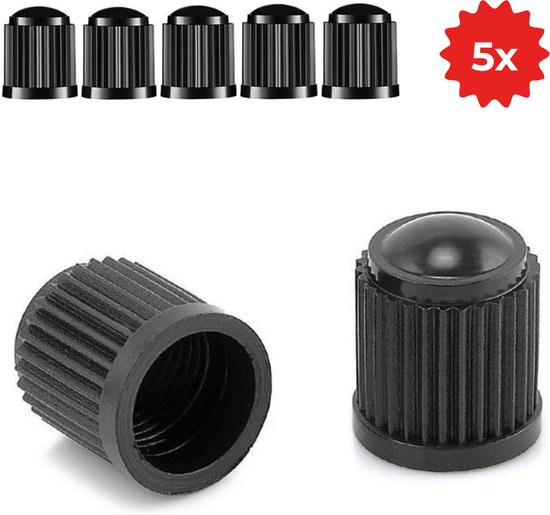 AutoXtreme Ventieldoppen Auto (schräder) - 5 Stuks - Gratis Verzending - Autoventiel - Universele Ventieldopjes - Zwart - Ventiel - Dop