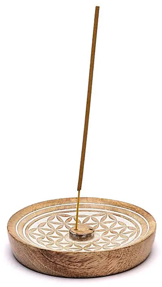 Wierookbrander Flower Of Life Mangohout --set van 2 stuks - 12,5x12,5x2,5 cm - 12.5x12.5x2.5 cm