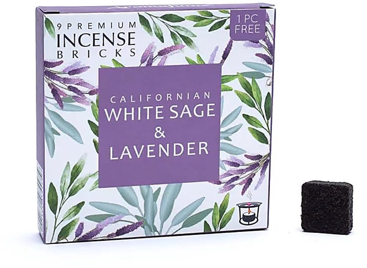 Aromafume - witte salie en lavendel - wierookblokjes - wierook - 1 doosje 9 stuks