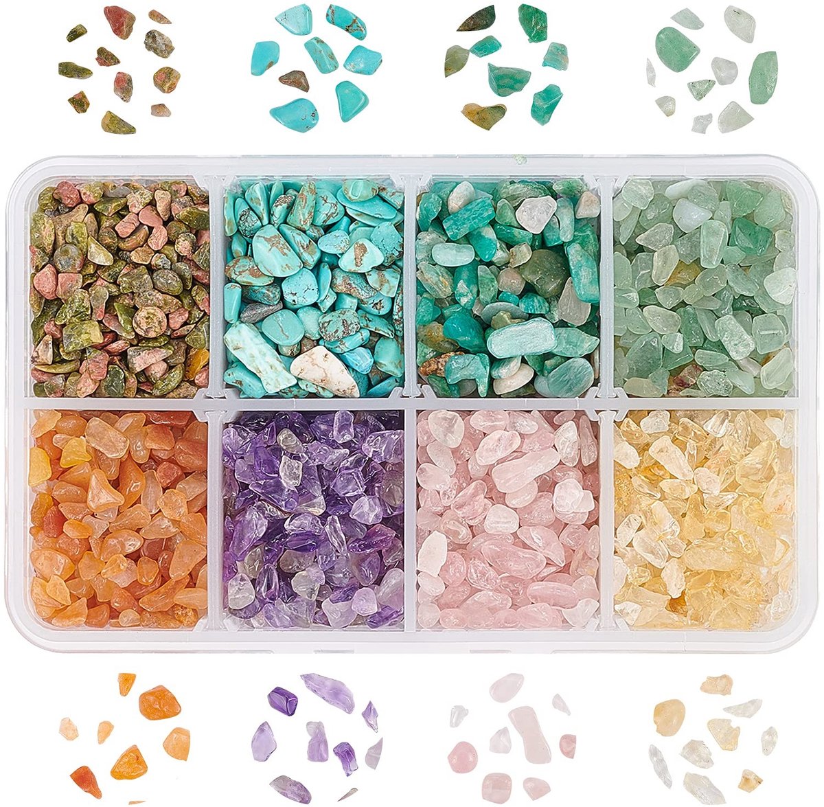 SPHProducts - Edelsteen Chips - Turquoise - Natuurlijke Decoratie - Gemengde Kleuren - Verpletterde Stukken - Geschikt voor Bloempot en Fish Tank