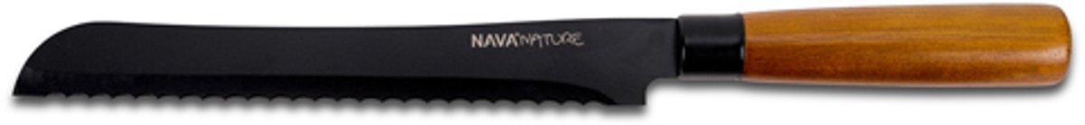 NAVA Broodmes - 32 cm - RVS Gekarteld Lemmet - Non stick - Houten Handvat
