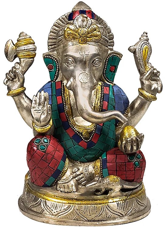 Ganesha Beeld met Mozaïek Decoratie - 25 cm