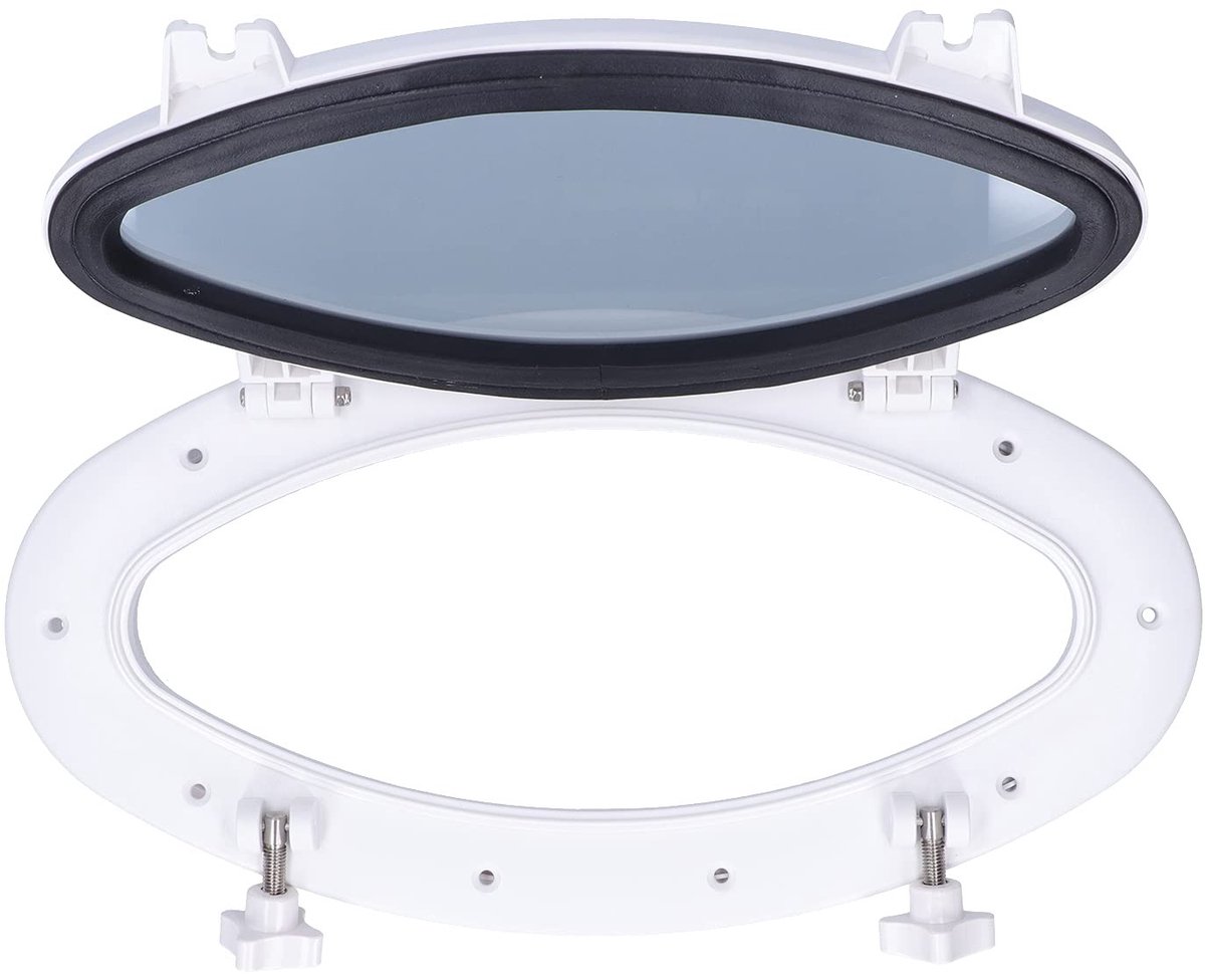 Vt products - Boot Patrijspoort - Roestvrij Staal - Ovaal Venster - Gehard Glas - Marine Boot - Wit - Geschikt voor Jacht en RV