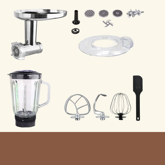 Swiss Haus® KM2285BG Keukenmachine - 1500W Keukenrobot - 8.5L RVS Mengkom - Met Blender 1.5L & Vleesmolen - Foodprocessor met Timer & LED Display - Koper van Merkloos — afbeelding 3