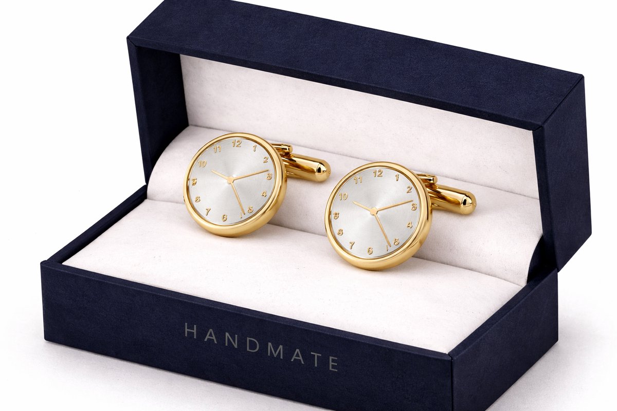 Manchetknopen Horloge - Luxe Parelmoer Manchetknopen - Mother of Pearls Horloge Cufflinks - Goud