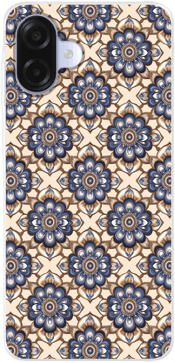 Telefoonhoesje Geschikt voor Samsung Galaxy A07 hoesje - Floraal - Ornament - Blauw - Siliconen Telefoonhoesje Telefoonhoesje
