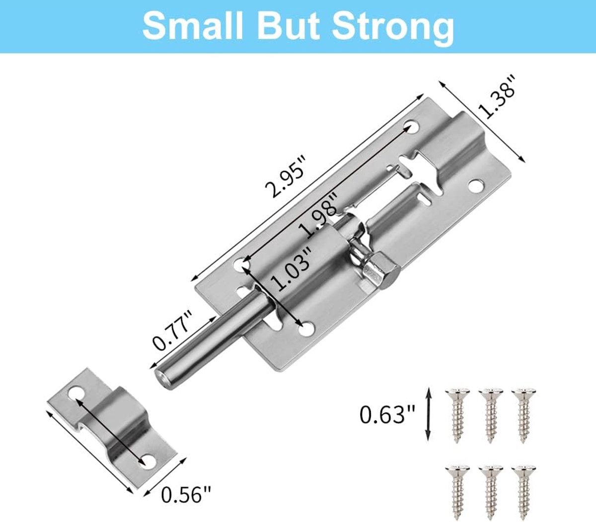 Veiligheidssloten - Door Lock - 2 Stuks - 3 Inch Schuifgrendel - Met 12 Stuks Schroeven - Latch Deurslot - Schuifdeursloten - Anti-Diefstal Hasp Slot Deurslot - Grendels - Hangsloten — cadeau in Cadeau-ideeën - foto 2