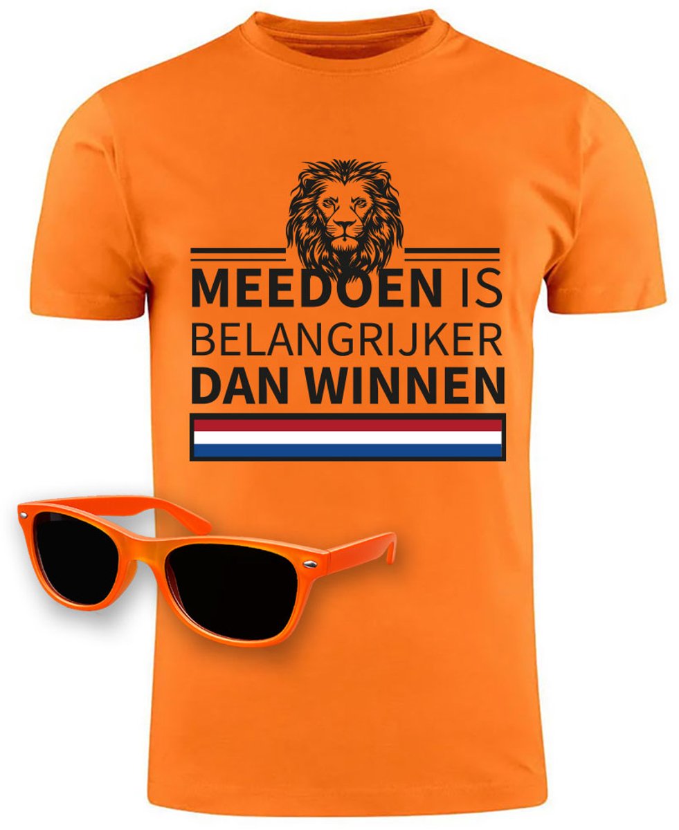 Oranje T-shirt Nederland Voetbal Leeuw + Zonnebril
