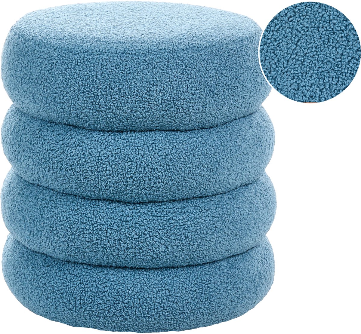 SUMPTER - Poef - Blauw - Bouclé