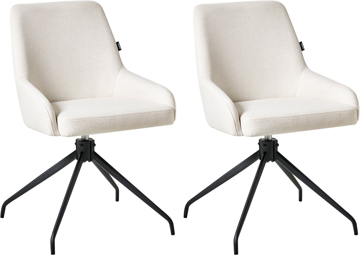 Beliani JENNER - Set van 2 eetkamerstoelen - Gebroken wit - Polyester