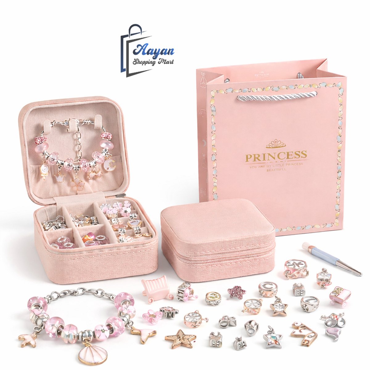 Roze armband maken set (50 stuks) – Complete DIY Armband Knutselset voor Kinderen – Creatieve Sieraden Maken Set – Roze Hobby & Craft Kit – craft set meisjes – armbandjes maken – knutsel beads set – 85074