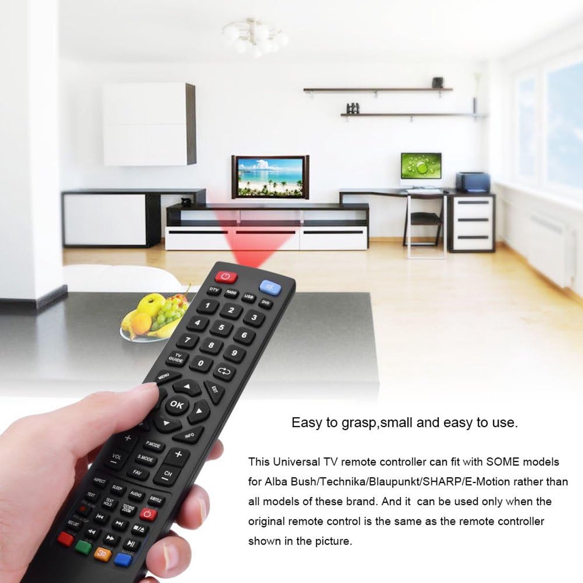 Universele TV Afstandsbediening - Smart TV Controller - TV Bediening - Geen Programmering Nodig - 8 inch - Zwart