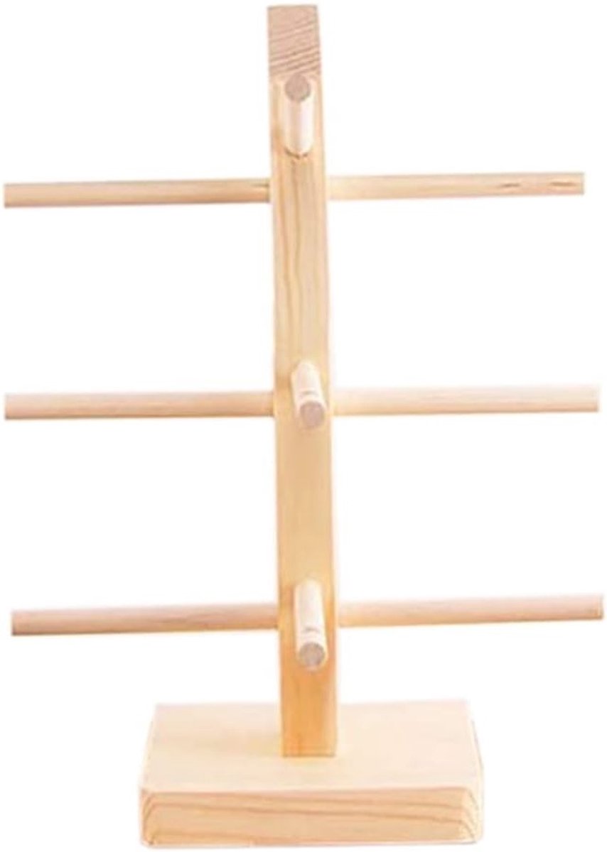 Houten Brilstandaard voor 3 Paar Brillen, Organizer voor Zonnebrillen en Optische Brillen, Praktische Brillenhouder