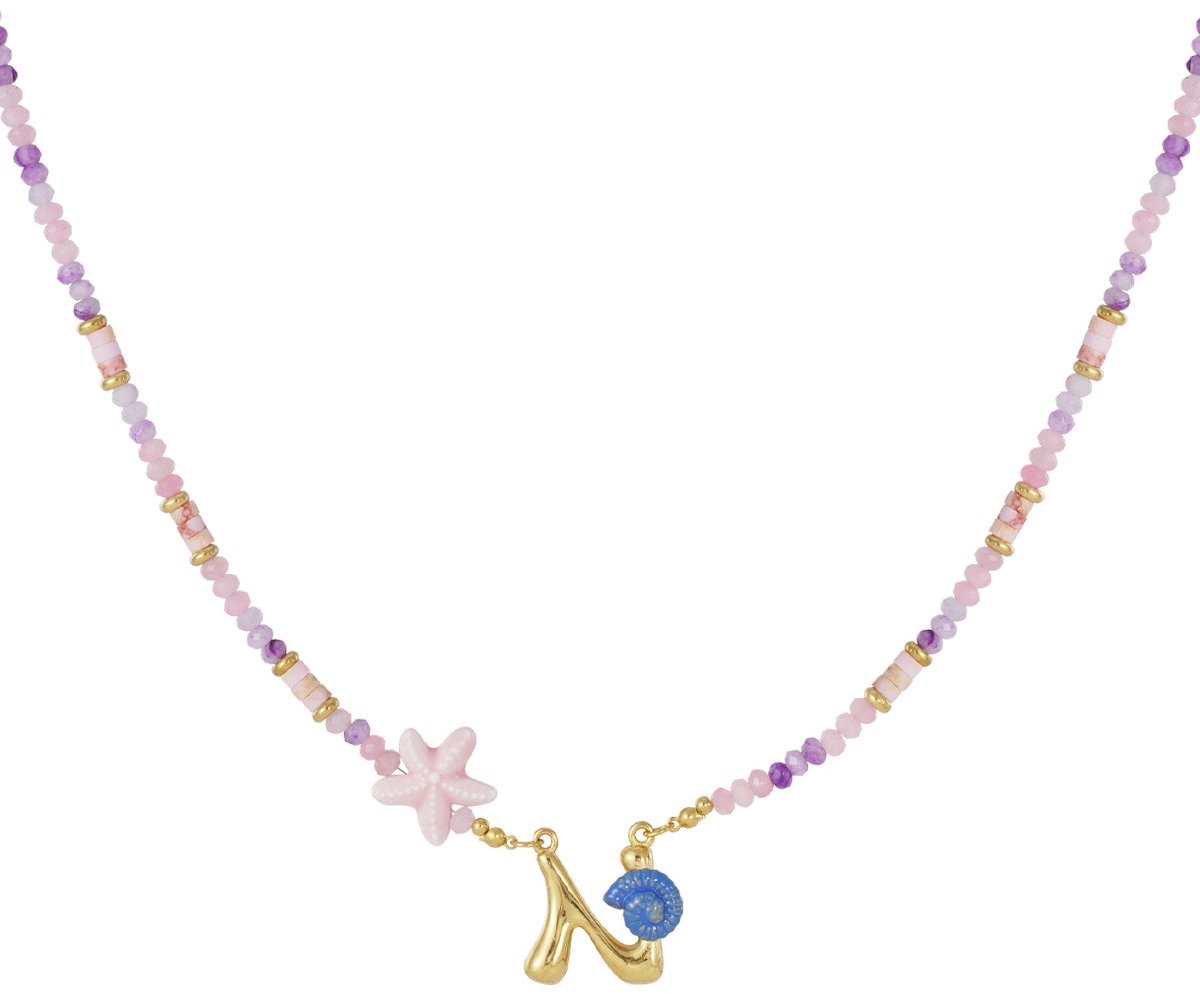 Vrolijke kralen initialen ketting met bedels