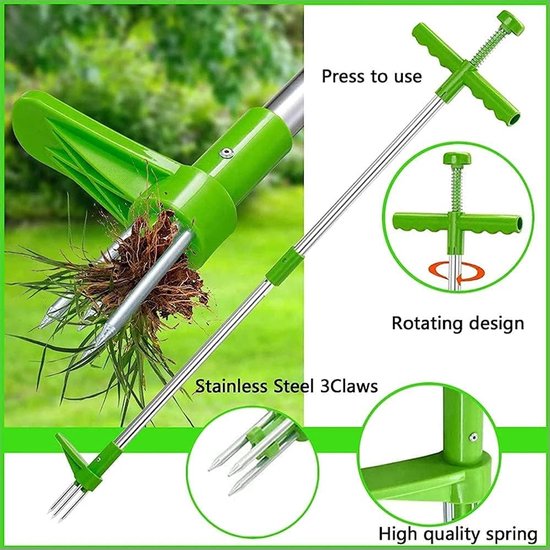 Standing Weed Removal Tool with 3 Stainless Steel Claws - Garden Manual Weed Puller with 100cm Handle van Fiskars — afbeelding 4