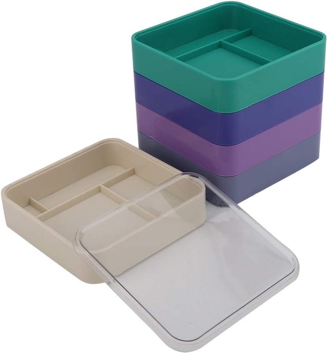 Horloge Onderdelen Opbergdoos - Sorteringsbakje Componenten - Kleine Onderdelen Sorteren - 5 Lagen Stofvrij - 88 x 95 mm - Transparant