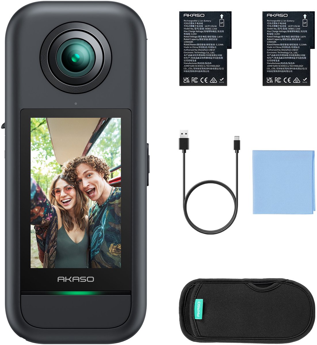 AKASO 360° Action Camera Standard Set- 5,7K 72MP 360° Camera - Touchscreen - 360° Horizon Lock & AI Volgen