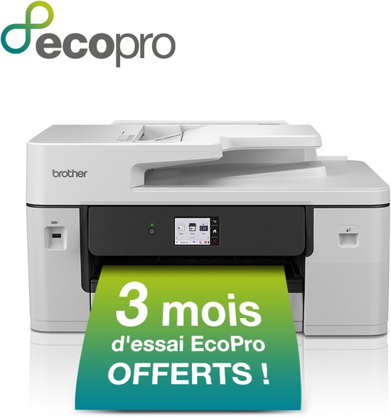 Witte Brother printer met '3 mois d'essai EcoPro offerts !' banner.