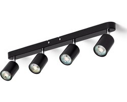 Plafondlamp 4 Spots - Spotjes Plafond Zwart - Verstelbaar Licht Richten - Metaal Robuust Ontwerp - 56 cm - Zwart