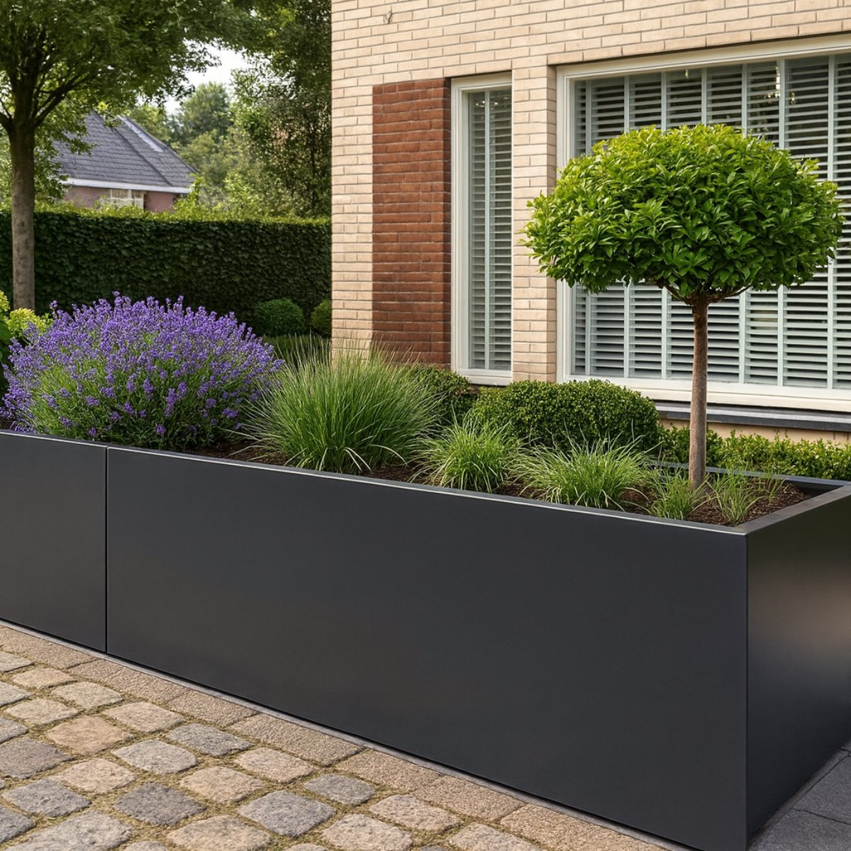 STEAEL VARNI – Stalen Plantenbak – 100 x 40 x 80 cm – Zwart