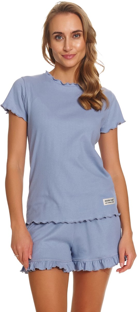 Doctor Nap Katoenen Pyjama Dames Korte Mouw Korte Broek Zomer Shortama PM.4315 Sky Blue 42 / Licht Blauw