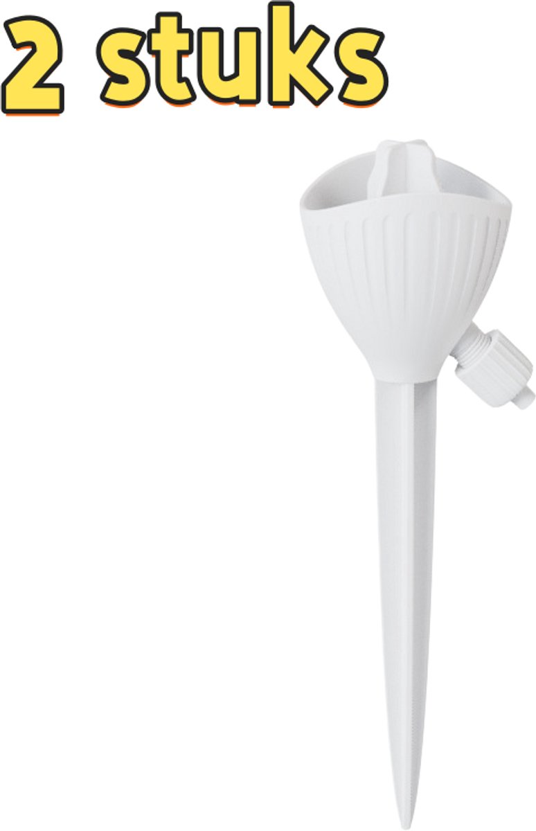 2-delige gieter - Zelfwaterende gieter voor potplanten - Watergeefset voor tuinbloemen - Geschikt voor in de tuin en op reis - 5,9*5,4*17,7 cm - Wit