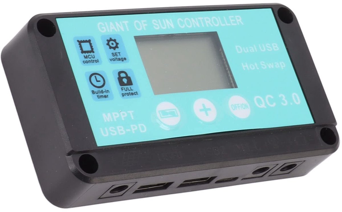 Dailygoods - Solar Charge Controller 24V - Snelle Oplader met MPPT Technologie - LCD Display voor optimale laadprestaties - Betrouwbaar en efficiënt -