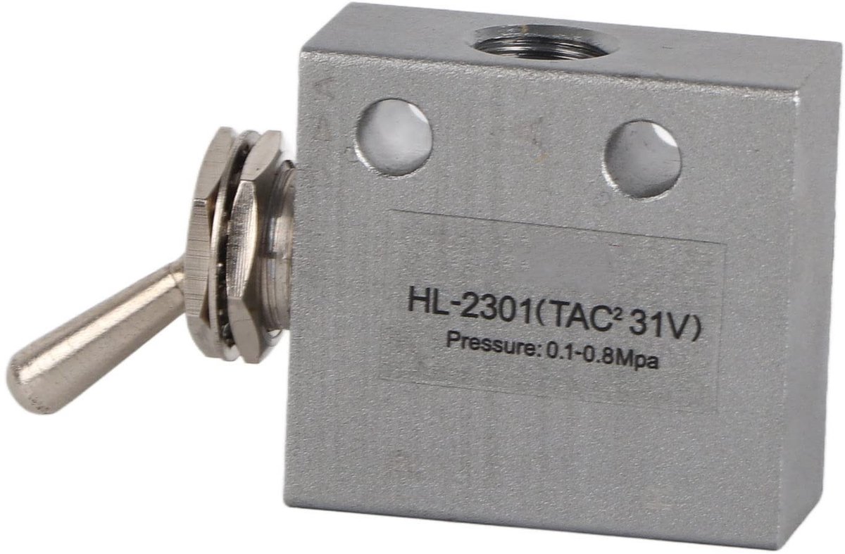 Dailygoods - Pneumatische 3-Positie 2-Poorts Valve - Mechanische Schakelaar - Voor Professioneel Gebruik - Compact en Lichtgewicht - Hoogwaardige Kwal