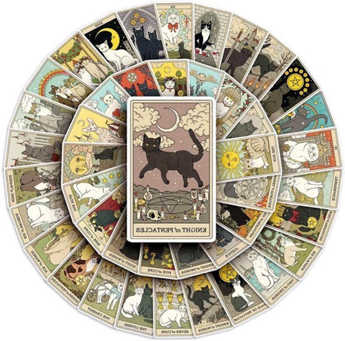 Tarotstickers 78 stuks kattentarotkaartstickers waterdichte decoratieve stickers