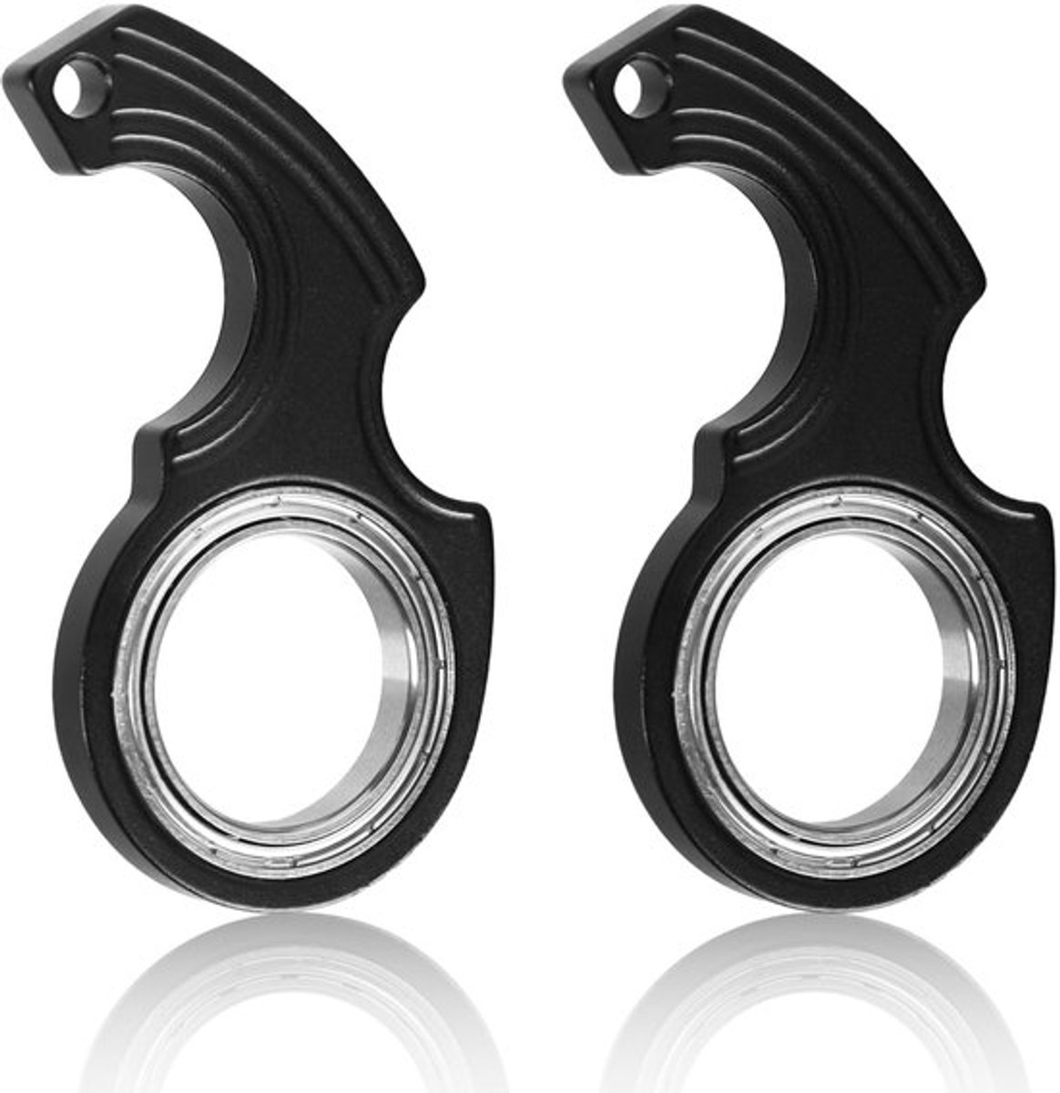 2 stuks Sleutelhanger Spinner Fidget Speelgoed, Draagbare Vingers Spin Sleutelhanger met 2 stuks Sleutelhanger Grappige Sleutelhanger Speelgoed voor Volwassenen Tieners Vinger Oefeningen (Zwart)