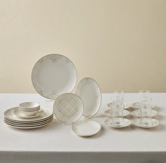 Karaca Siena Set Petit-Déjeuner 20 Pièces – Blanc – Service de Table pour 6 Personnes – Design Moderne & Intemporel